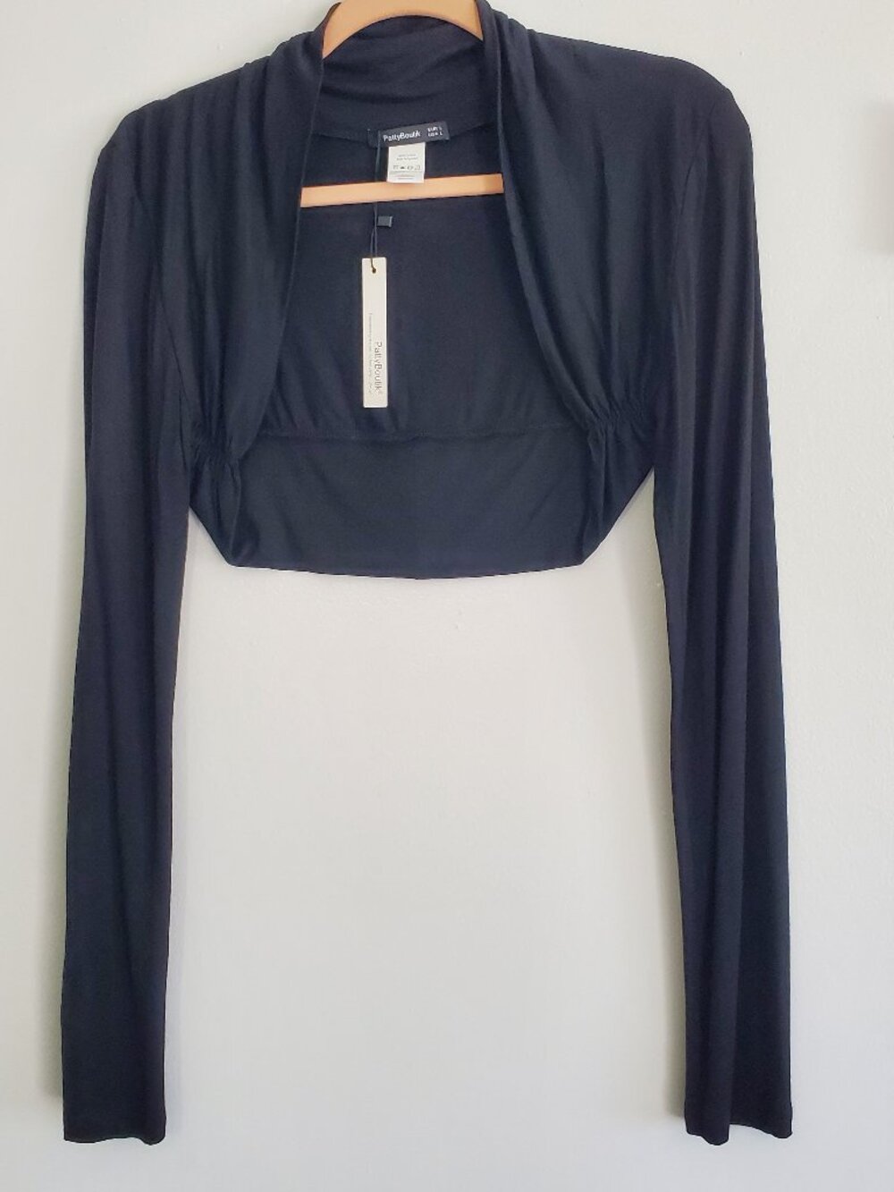 PattyBoutik Black Bolero Shrug Long Sleeve Crop Top M NWT